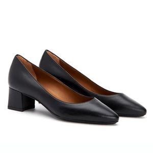 Aquatalia Pasha Genuine Italian Leather Block Heel Pumps